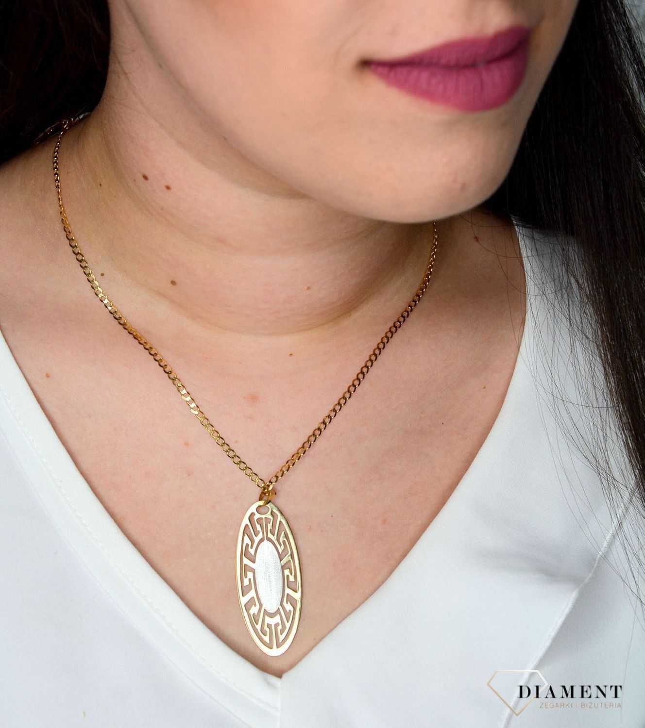 Złota zawieszka 585 owalna z motywem 'Droga grecka' DIA-ZAW-0438-585.jpg