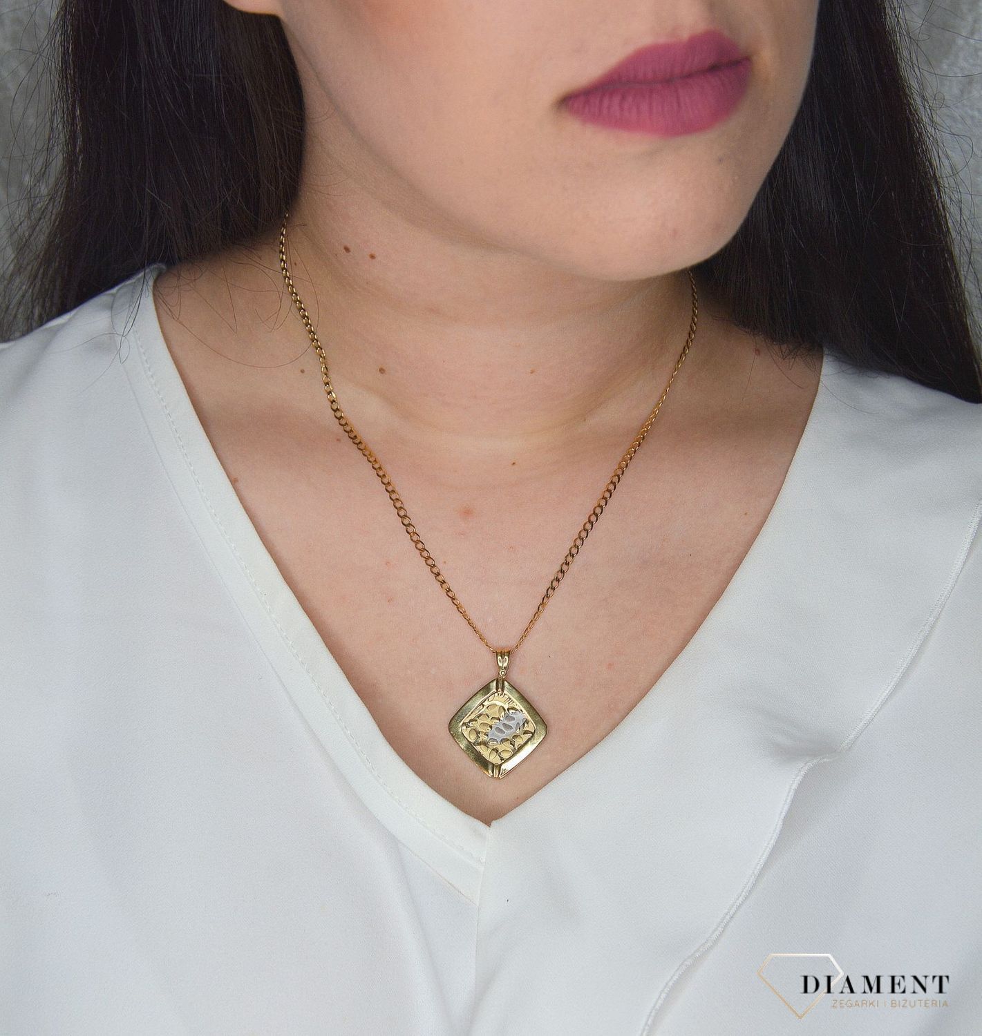 Złota zawieszka 585 mały romb DIA-ZAW-0444-585.jpg