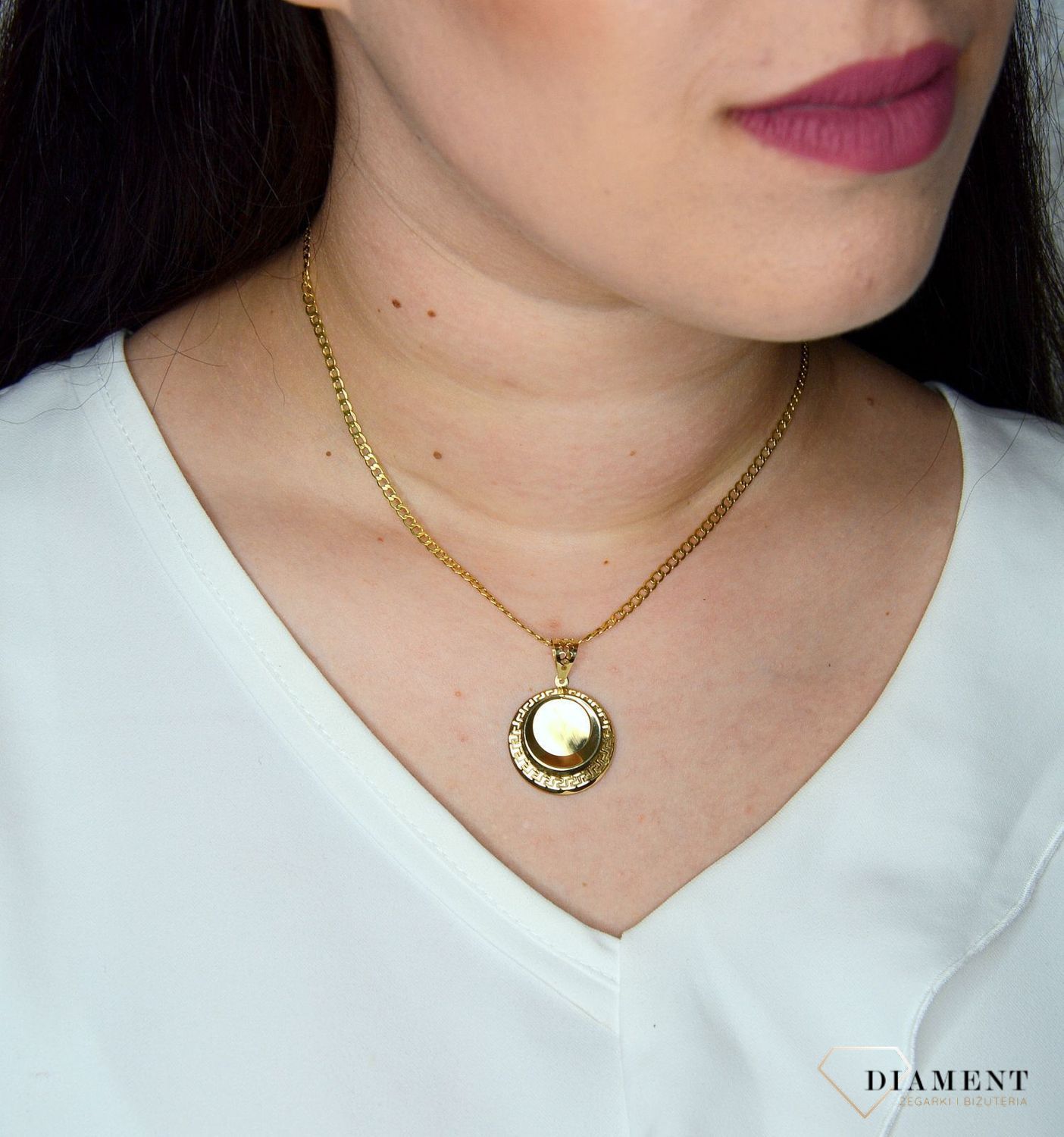 Złota zawieszka 585 okrągła droga grecka DIA-ZAW-0446-585.jpg