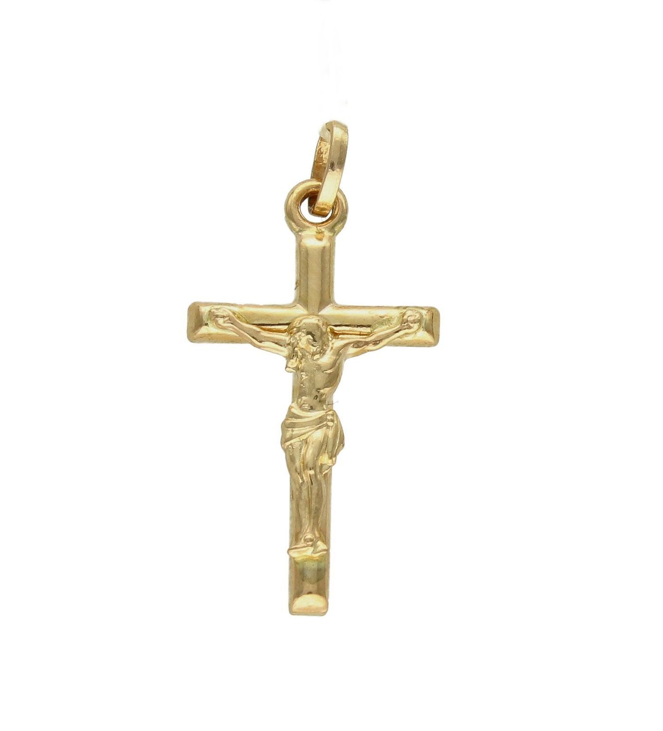 Złota zawieszka 585 krzyżyk z wizerunkiem Jezusa DIA-ZAW-0494-585. Krzyżyk będzie wspaniałą pamiątką i prezentem na różne okazje jak chrzest, bierzmowanie czy pierwsza komunia. Krzyżyk wykonany z próby złota 585. Na prezent..jpg