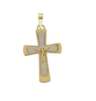 Złota zawieszka 585 krzyżyk białe złoto z wizerunkiem Jezusa DIA-ZAW-0498-585.  Krzyżyk będzie wspaniałą pamiątką i prezentem na różne okazje jak chrzest, bierzmowanie czy pierwsza komunia. Krzyżyk wykonany z próby złota 585..jpg