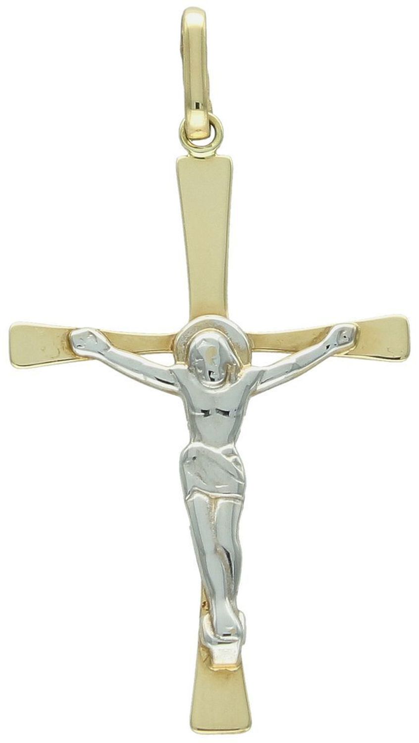 Zawieszka złota Złoty Krzyż z Panem Jezusem z białym złotem, próba 585 DIA-ZAW-0500-585. Złote krzyże. Złota zawieszka męska. Biżuteria sakralna. 1.jpg