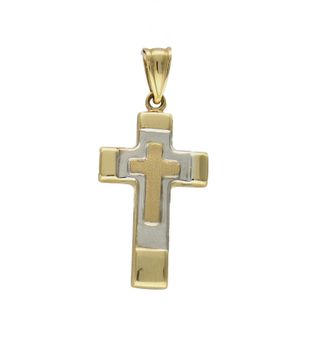 Złota zawieszka 585 krzyżyk białe złoto DIA-ZAW-0502-585.  Krzyżyk będzie wspaniałą pamiątką i prezentem na różne okazje jak chrzest, bierzmowanie czy pierwsza komunia. Krzyżyk wykonany z próby złota 585. Na prezent..jpg