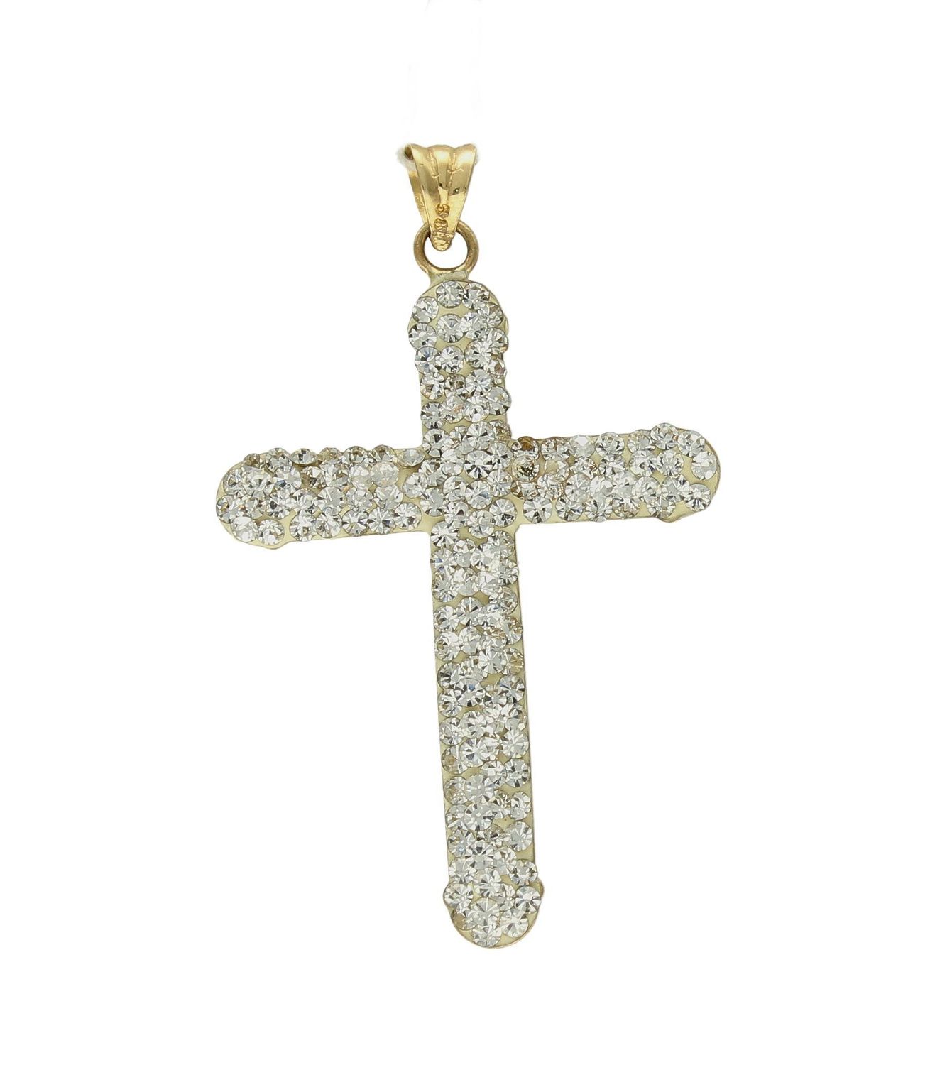 Złota zawieszka krzyżyk 585 kryształki Swarovskiego DIA-ZAW-0512-585. Krzyżyk będzie wspaniałą pamiątką i prezentem na różne okazje jak chrzest, bierzmowanie czy pierwsza komunia. Krzyżyk wykonany z próby złota 585. Krzyżyk z.jpg