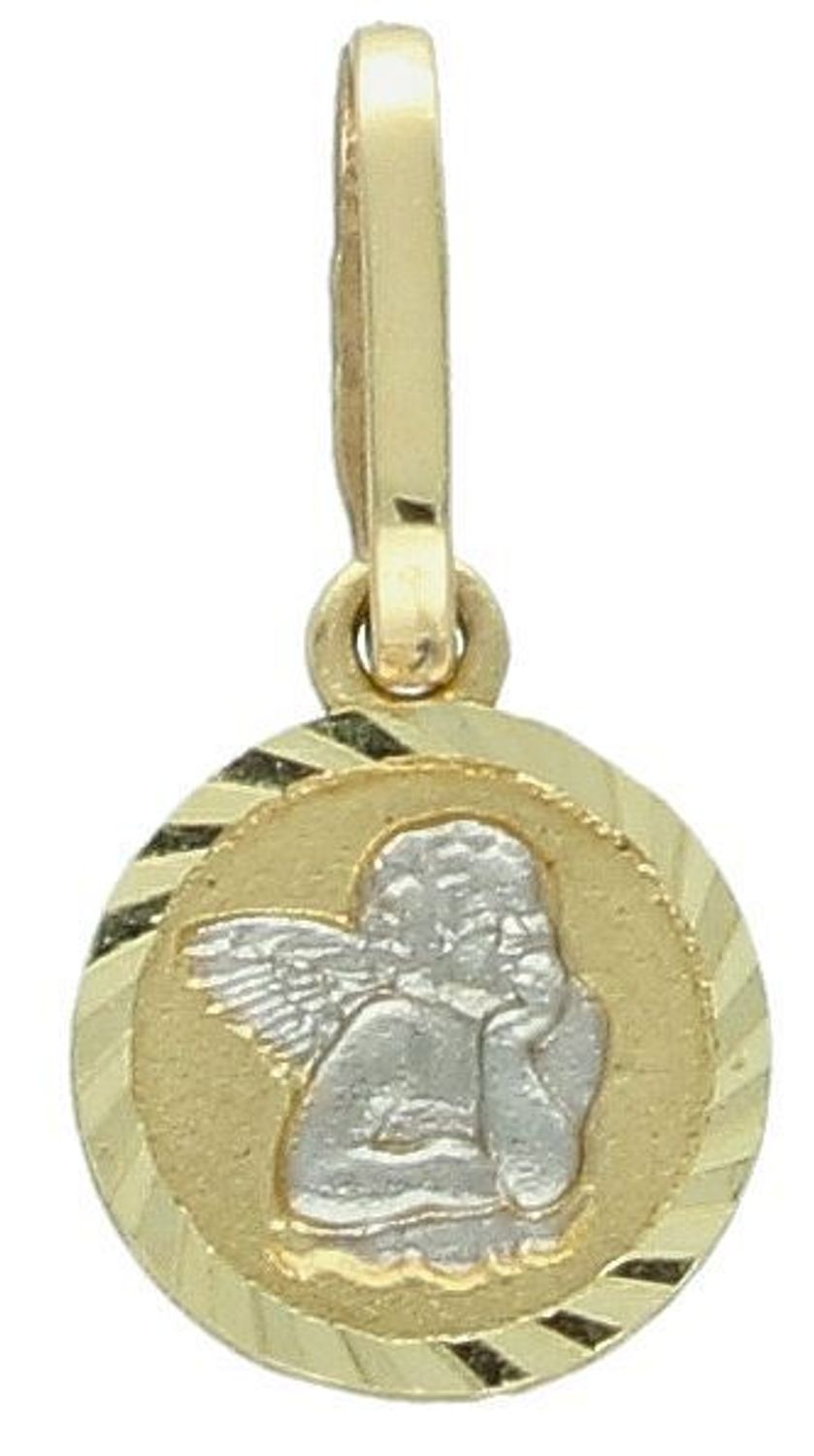 Zawieszka złota medalik z aniołkiem, próba 585 DIA-ZAW-0515-585. Medalik dla dziecka. Medalik na chrzest. Medalik złoty na komunię. Złoty aniołek zawieszka. Złota zawieszka.1.jpg