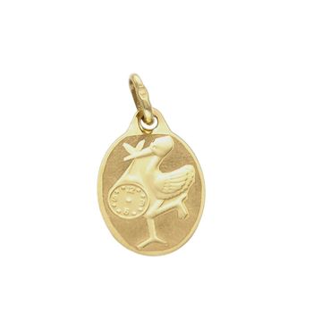 Zawieszka złota owalna Bocian DIA-ZAW-0521-585. Złota owalna zawieszka. Zawieszka symbolizująca narodziny, ciąże. Zawieszka złota dla ukochanej. Złota owalna zawieszka idealna na prezent..jpg