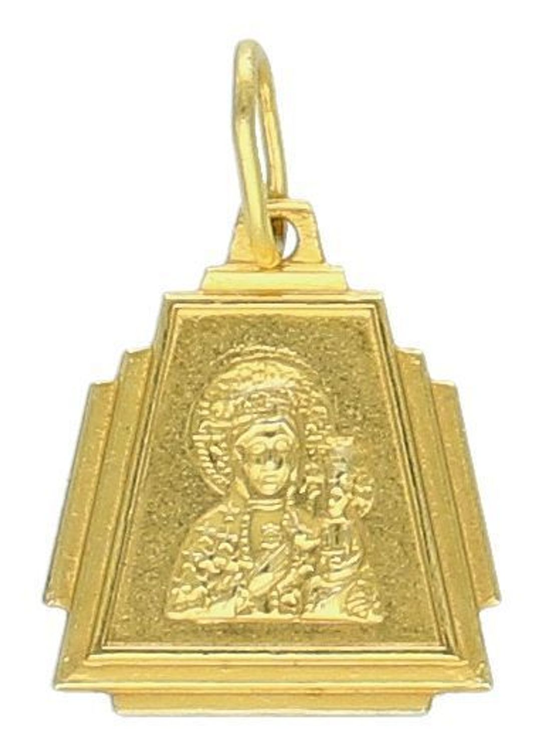 Zawieszka złota medalik Matka Boska Częstochowska pr 585, DIA-ZAW-0528-585 Złoty wisiorek medalik, wykonany z żółtego złota. Biżuteria sakralna. Wisiorek wykonany z największą starannością1.jpg