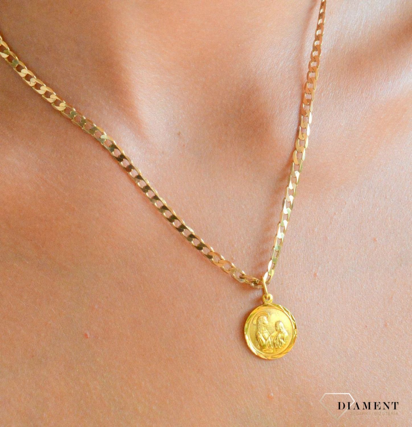 Złota zawieszka 585 medalik dwustronny Pamiątka I Komunii Świętej DIA-ZAW-0530-585.jpg