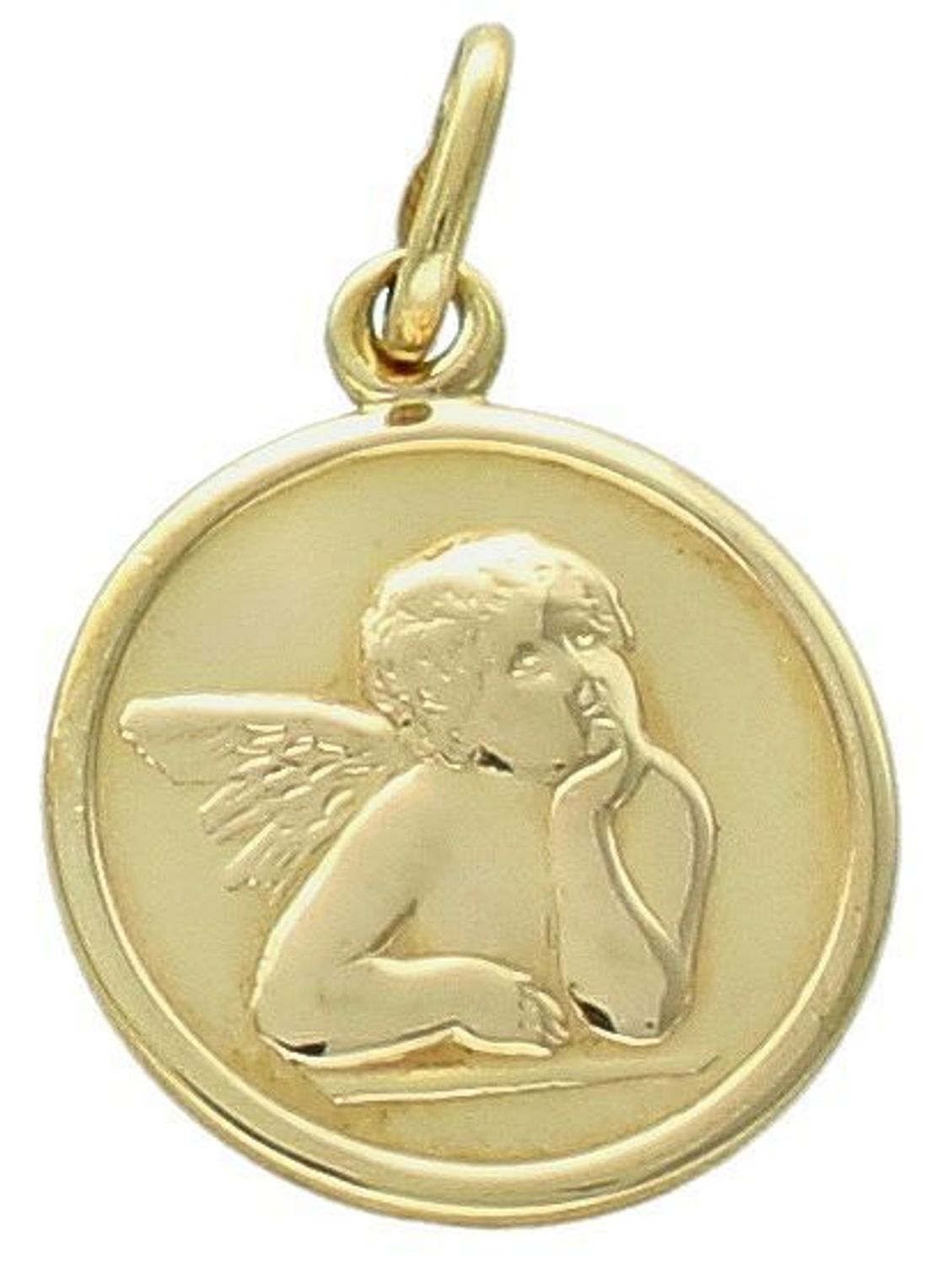 Złota zawieszka 333 medalik Anioł Stróż DIA-ZAW-0535-333 Złota zawieszka medalik o owalnym kształcie z wizerunkiem śpiącego aniołka.1.jpg