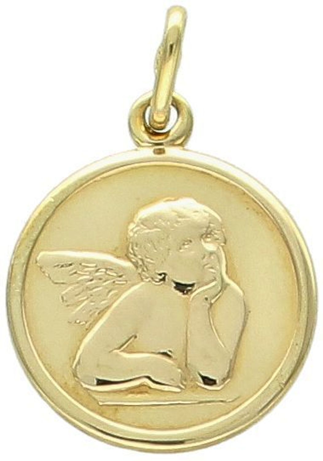 Złota zawieszka 333 medalik Anioł Stróż DIA-ZAW-0535-333 Złota zawieszka medalik o owalnym kształcie z wizerunkiem śpiącego aniołka.1.jpg