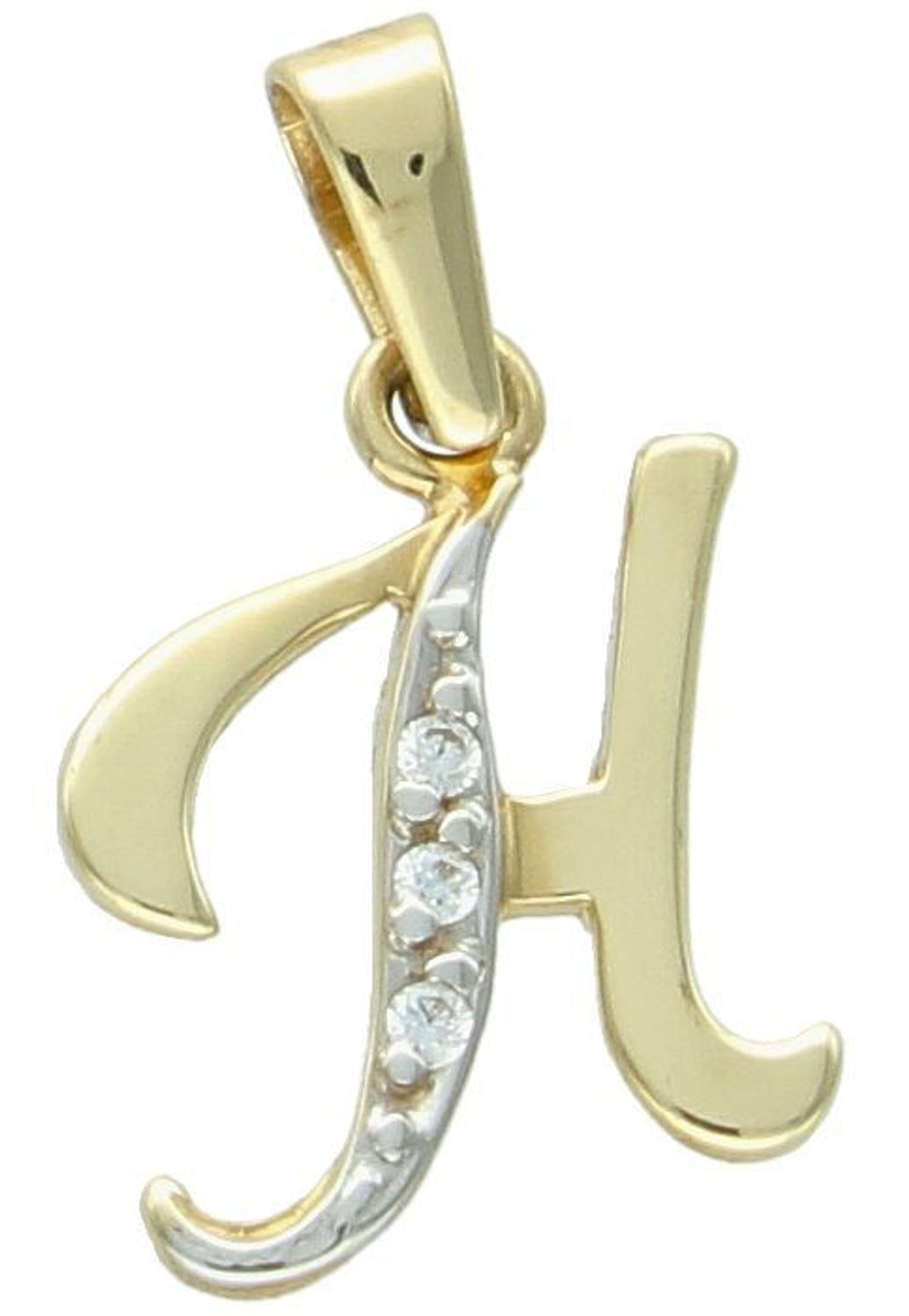 Złota zawieszka Apart literka H, litera H próba 585DIA-ZAW-0576-585. Złota zawieszka w kształcie litery. Zawieszka złota na prezent. Zawieszka z pierwszą literą imienia. 1.jpg