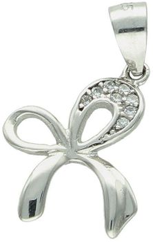 Zawieszka srebrna próba 925 kokardka z cyrkoniami DIA-ZAW-0799-925 Elegancka zawieszka srebrna w kształcie kokardki, wykonana z srebra próby 925 i ozdobiona subtelnymi cyrkoniami,1.jpg