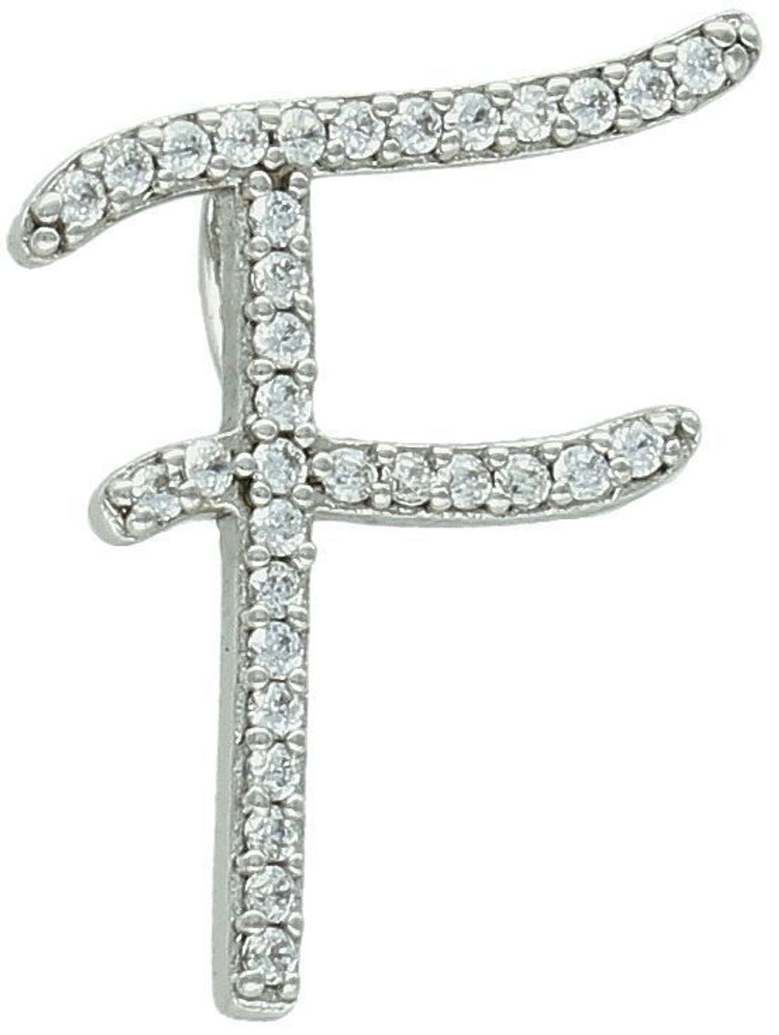 Zawieszka srebrna próba 925, literka F zdobiona cyrkoniami DIA-ZAW-0802-925 Stylowa zawieszka wykonana ze srebra najwyższej jakości (próba 925), przedstawiająca literkę F ozdobioną 1.jpg