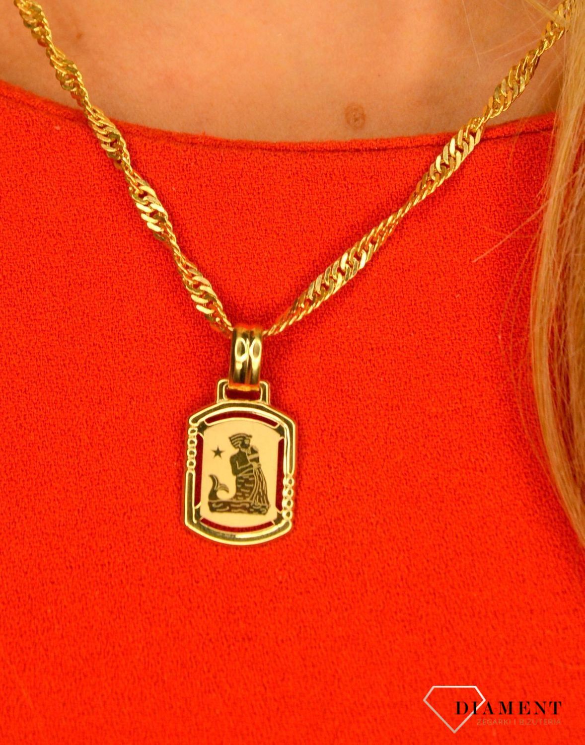 Zawieszka złoty znak zodiaku Wodnik DIA-ZAW-0815-585.jpg