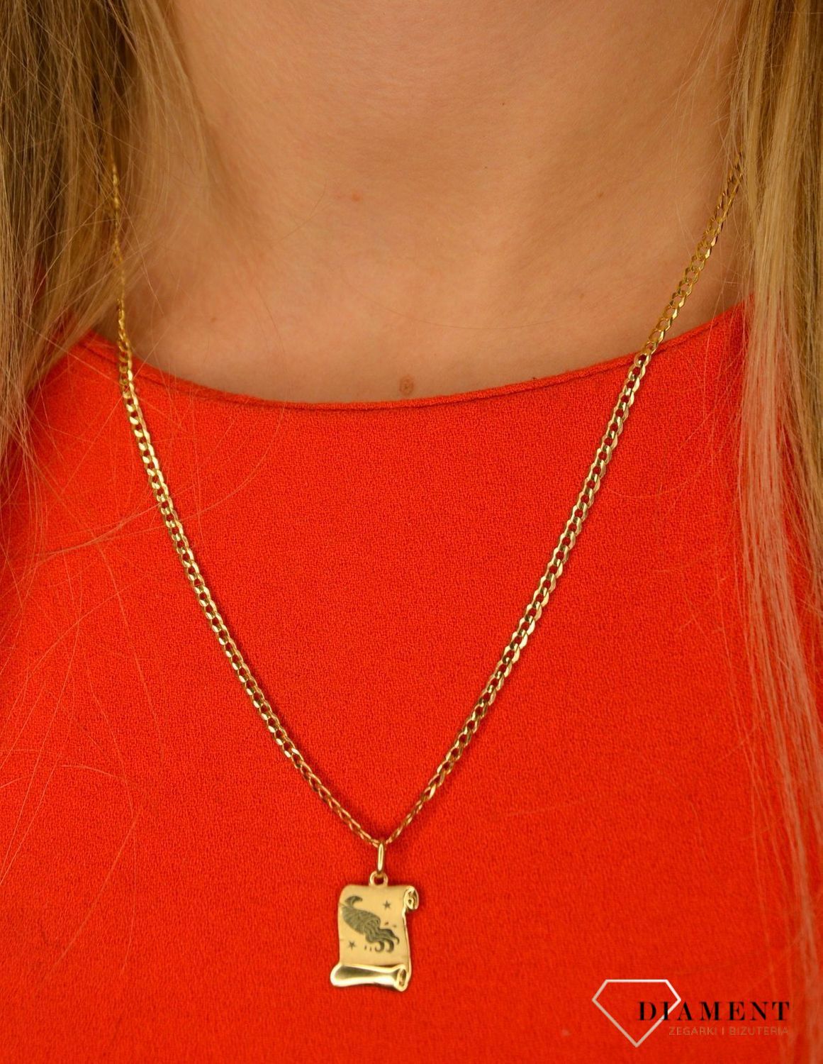 Złota zawieszka znak zodiaku wodnik DIA-ZAW-0816-585.jpg