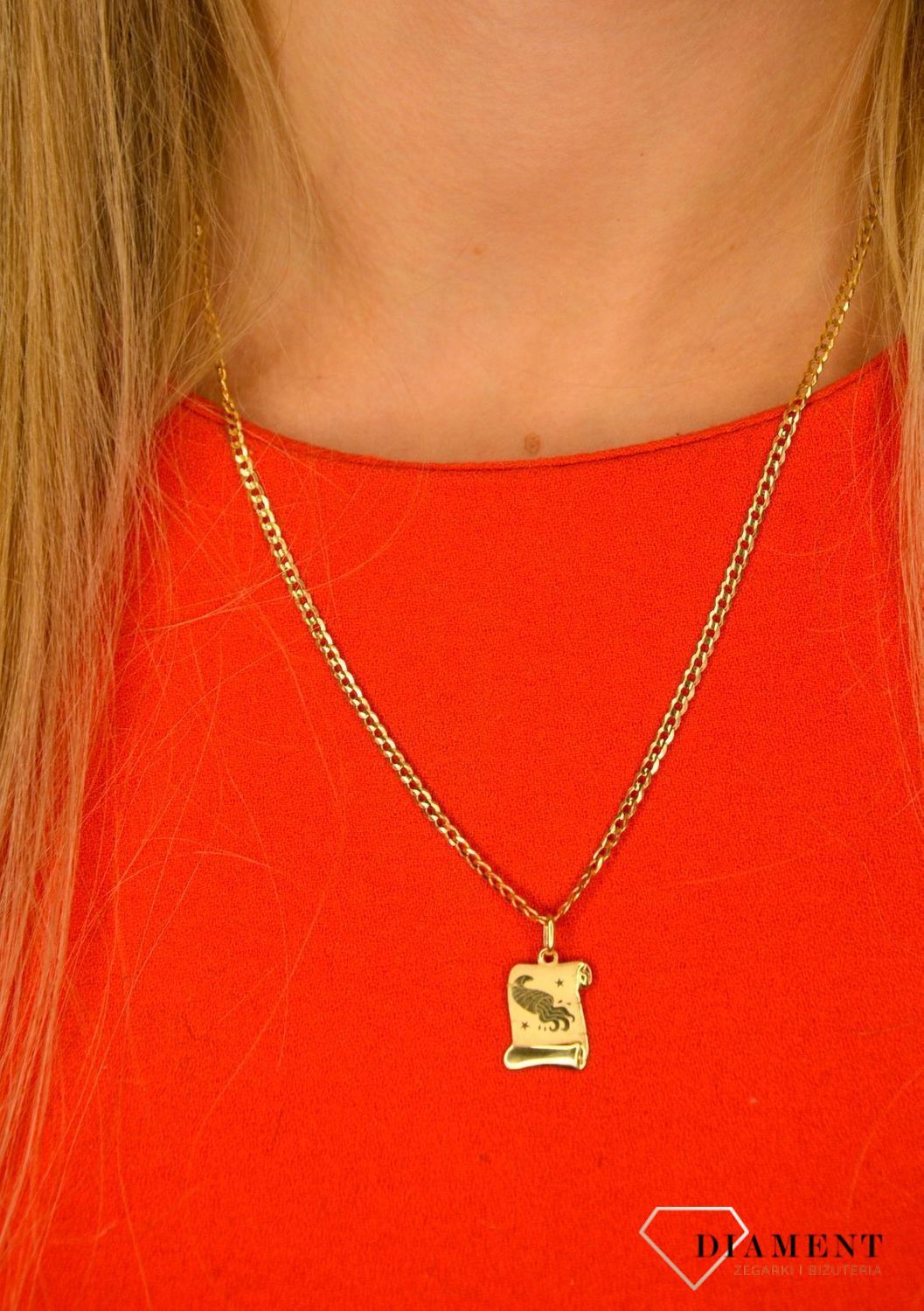 Złota zawieszka znak zodiaku wodnik DIA-ZAW-0816-585.jpg