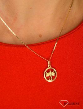 Złota zawieszka 585 znak zodiaku skorpion DIA-ZAW-0840-585 💎 Złota zawieszka w okrągłym kształcie ze znakiem zodiaku skorpion 💎 (2).JPG