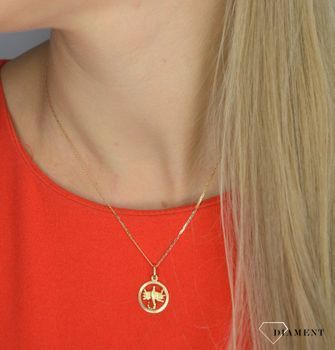 Złota zawieszka 585 znak zodiaku skorpion DIA-ZAW-0840-585 💎 Złota zawieszka w okrągłym kształcie ze znakiem zodiaku skorpion 💎 (5).JPG