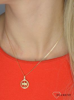 Złota zawieszka 585 znak zodiaku skorpion DIA-ZAW-0840-585 💎 Złota zawieszka w okrągłym kształcie ze znakiem zodiaku skorpion 💎 (7).JPG