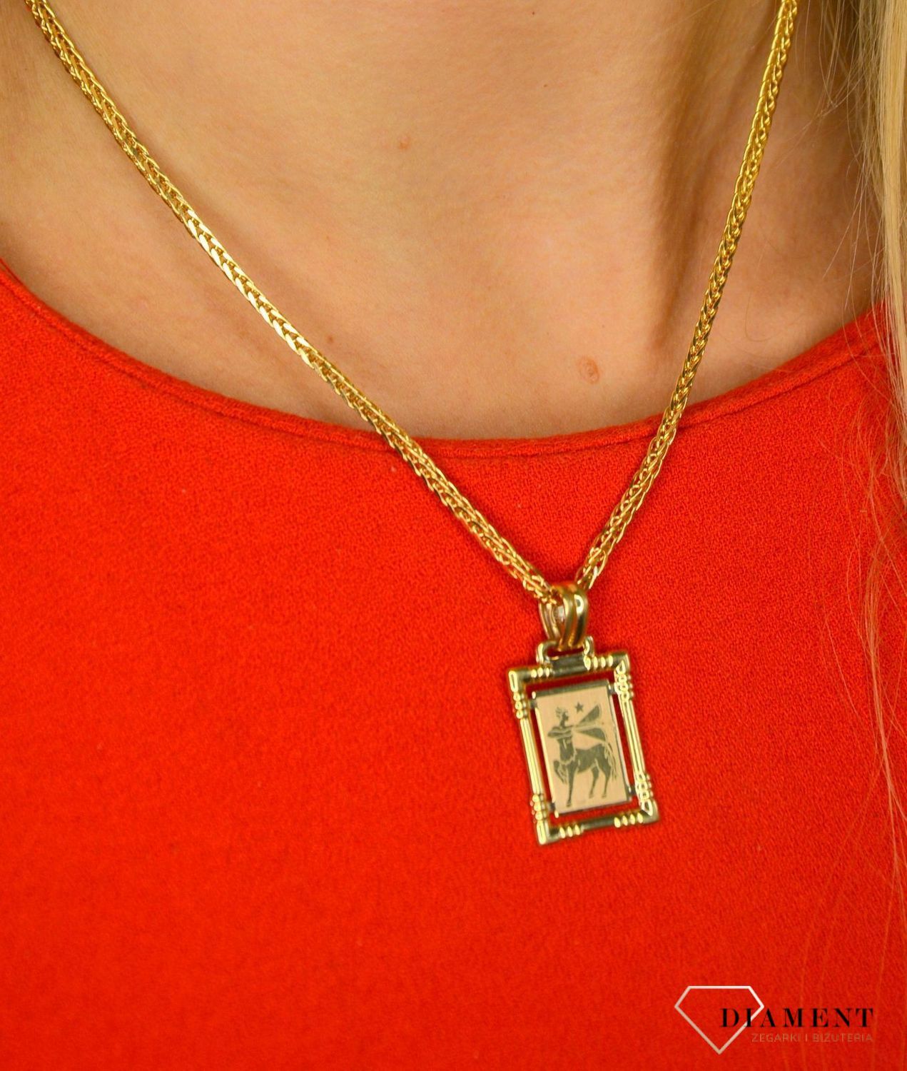 Złota zawieszka znak zodiaku Strzelec DIA-ZAW-0844-585.jpg