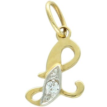 Złota zawieszka literka Ł z cyrkonią  Złoto próby 585.jpg