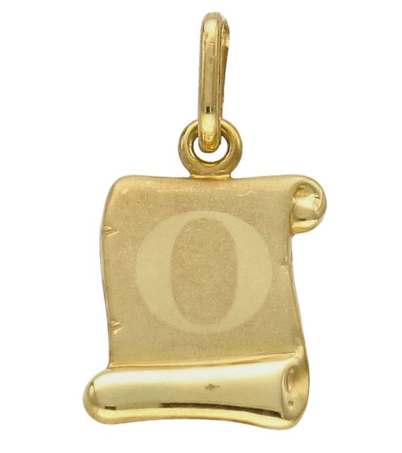 Złota zawieszka literka O na papirusie DIA-ZAW-0856-585. Wisiorek został wykonany z najwyższej jakości złota próby 585  na papirusie. Zawieszka złota literka. Złota literka O. Złoty wisiorek 585. Literka O do łańcuszka. Zawies.jpg