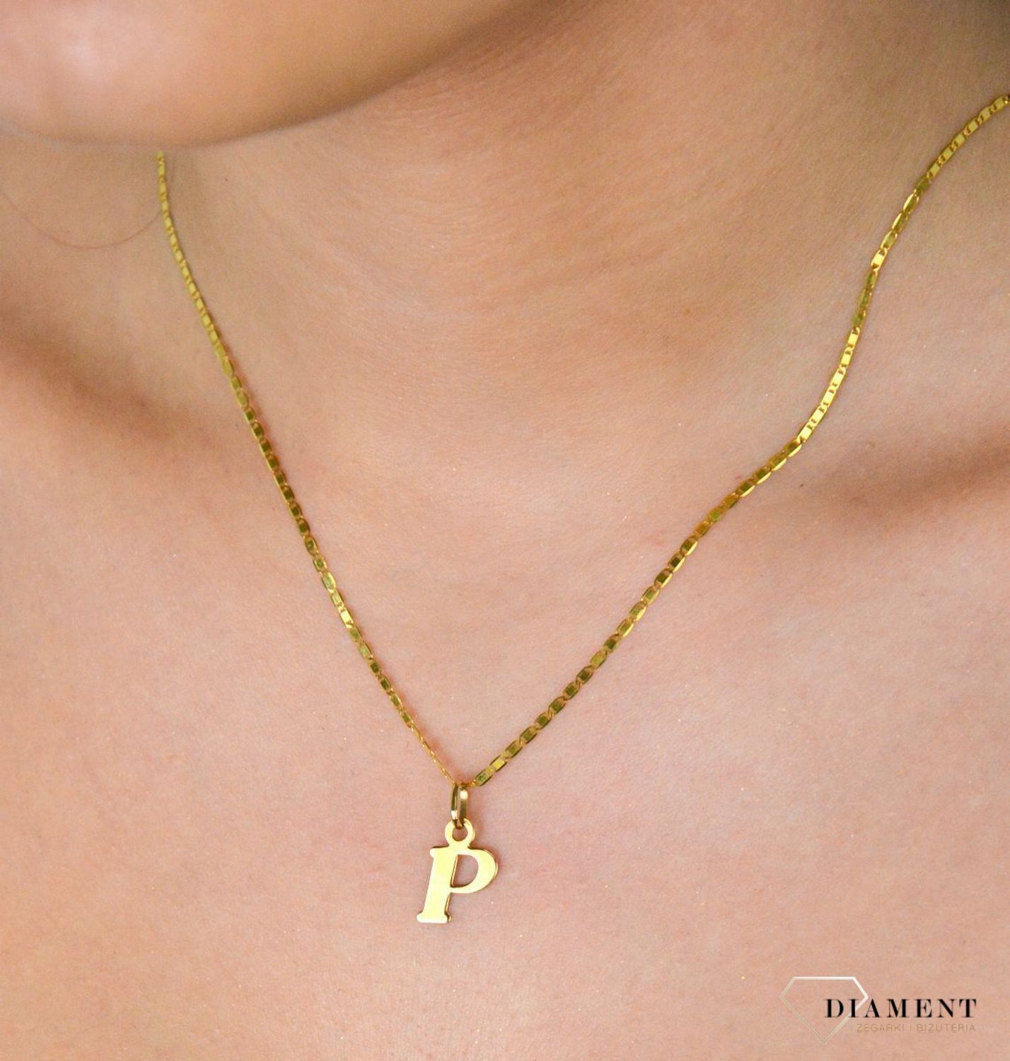 Zawieszka złota Literka P pr. 585, DIA-ZAW-0862-585 Wisiorek został wykonany z najwyższej jakości złota próby 585. Złoto to jeden z najpopularniejszych kruszców, cenione przez kobiety 1.jpg