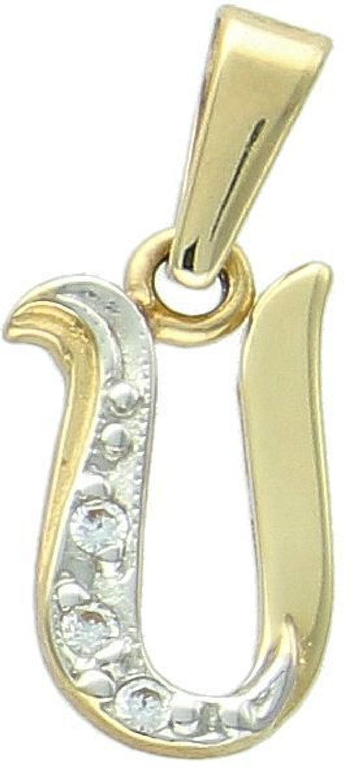 Zawieszka złota literka U, litera U próba 585 DIA-ZAW-0874-585. Złota zawieszka z literką na prezent. Zawieszka serce dla kobiety. Personalizowana zawieszka. Zawieszka z literą.1.jpg