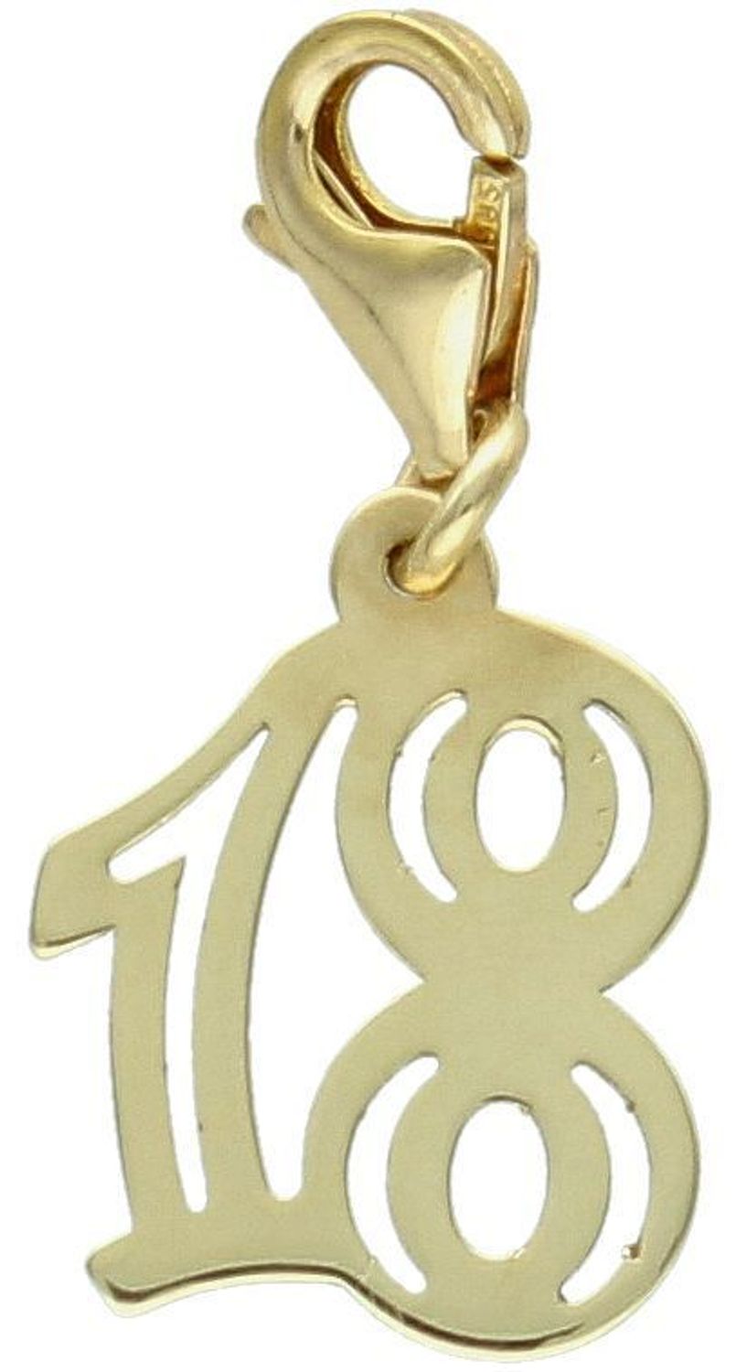 Charms osiemnastka złota pr 585, DIA-ZAW-0881-585 łota zawieszka 585 cyfra osiemnaście charms do bransoletki. Złota zawieszka wykonana z próby złota 585, służąca jako zawieszka do bransoletki. 1.jpg