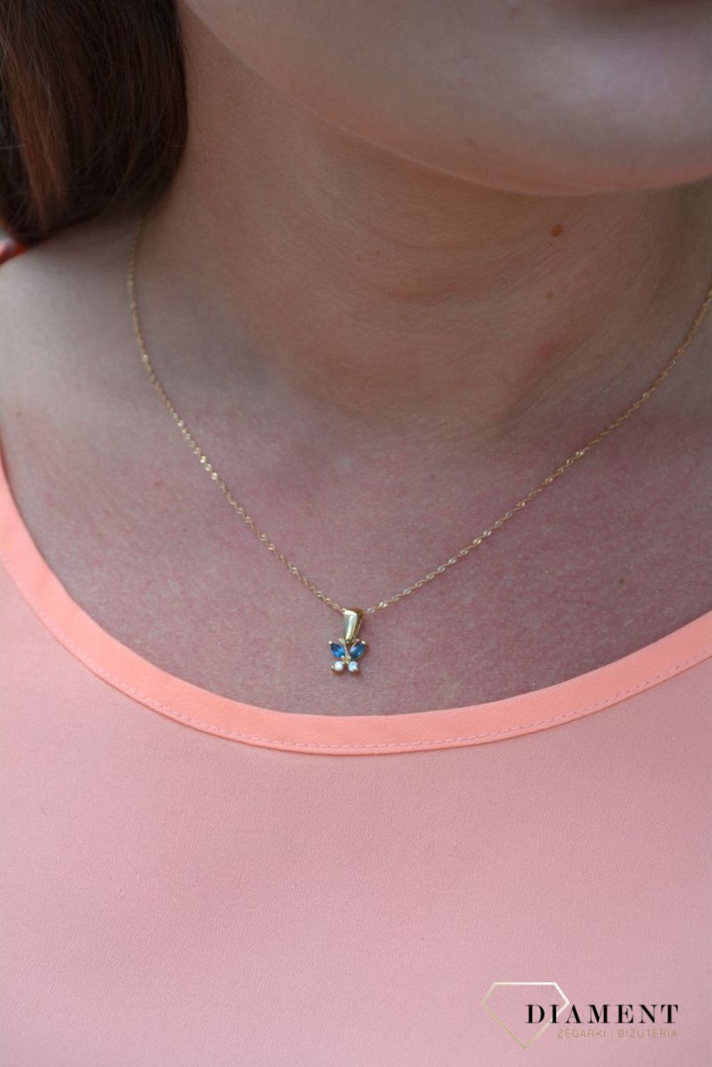 Złota zawieszka 585 motylek niebieski DIA-ZAW-0886-585.jpg