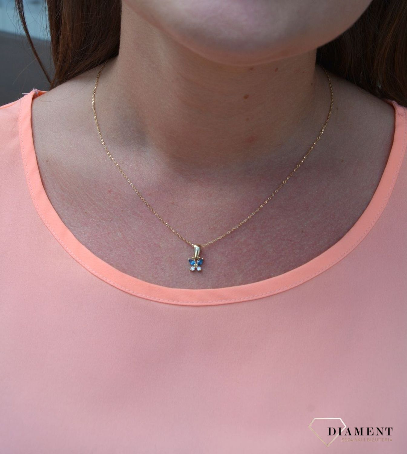 Złota zawieszka 585 motylek niebieski DIA-ZAW-0886-585.jpg