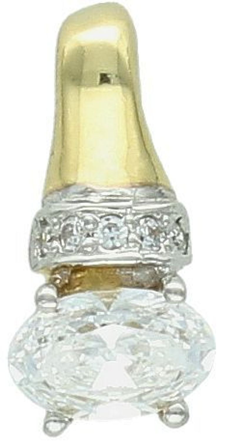 Zawieszka złota z cyrkonią pr 585, DIA-ZAW-0896-585 Wisiorek został wykonany z wysokiej jakości złota próby 585. Złoto to jeden z najpopularniejszych kruszców, cenione przez kobiety na całym 1.jpg