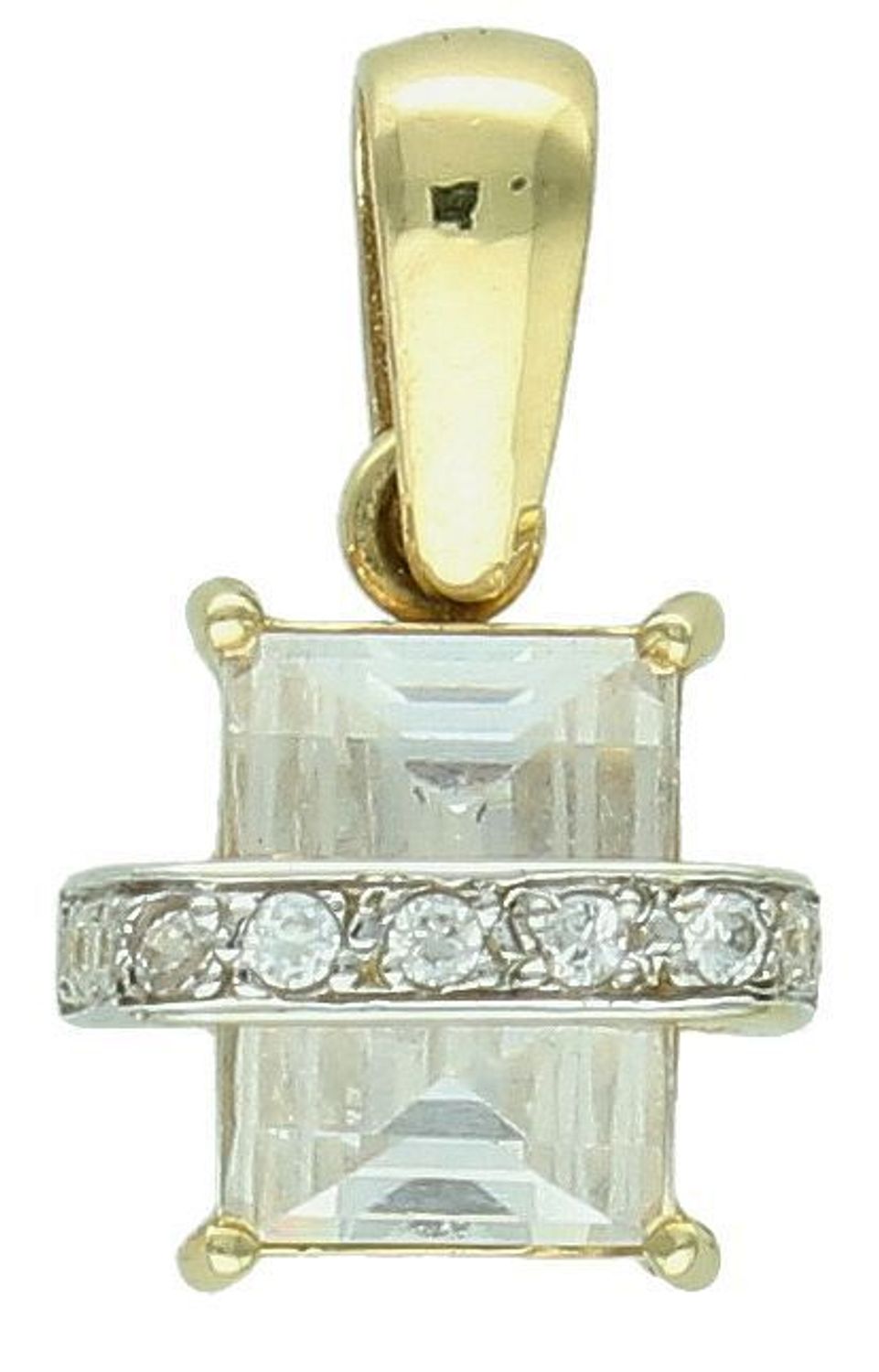 Zawieszka złota prostokątna cyrkonia, próba 585 DIA-ZAW-0897-585.  Zawieszka z cyrkoniami. Modna złota zawieszka z cyrkonią. Złota zawieszka z cyrkonią. Biżuteria na prezent. Biżuteria damska. 11.jpg