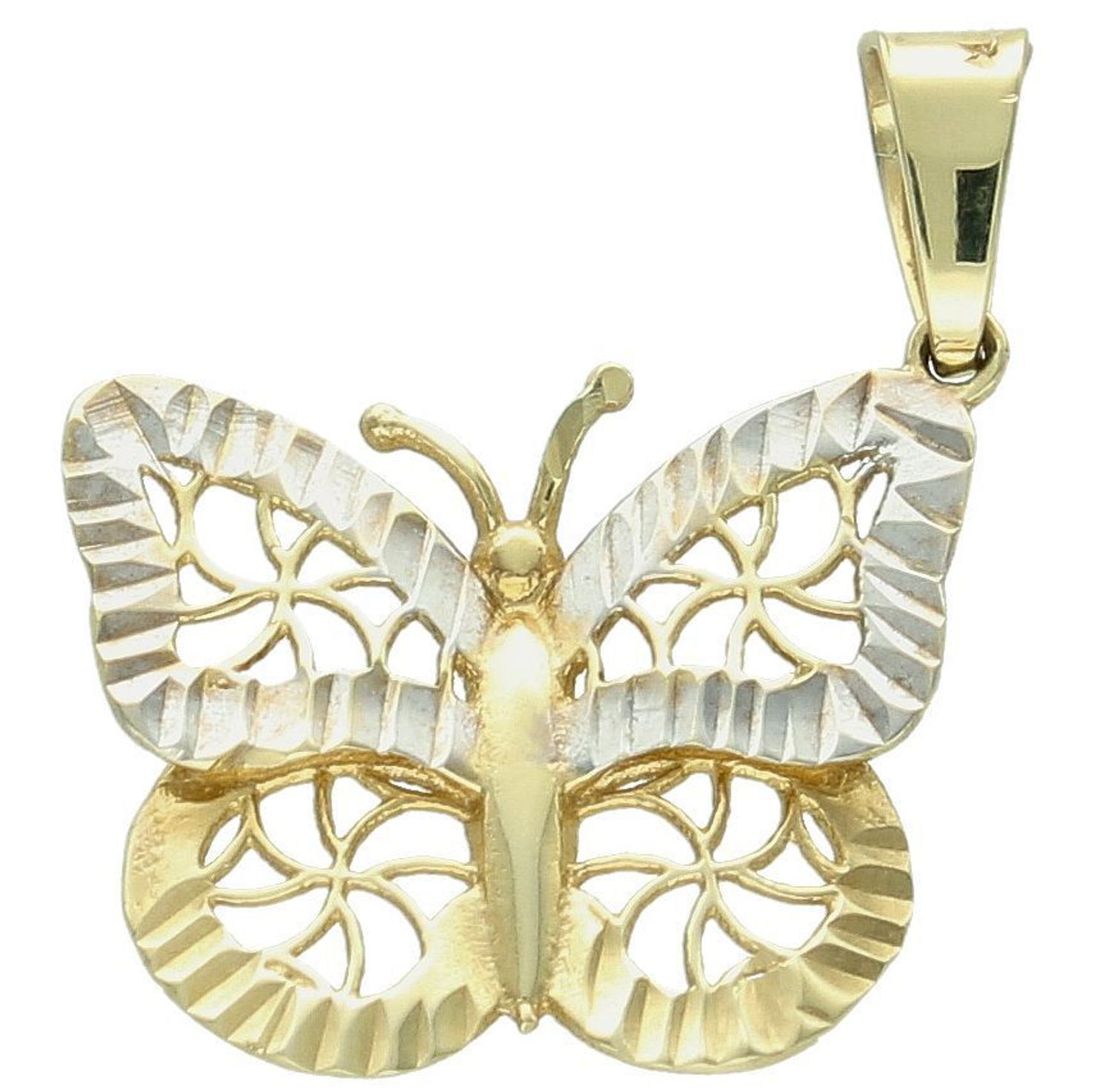 Zawieszka złota ażurowy Motyl, próba 585 DIA-ZAW-0901-585. Złoty wisiorek z motylem. Złota biżuteria bez cyrkonii. Elegancka zawieszka złota.  Biżuteria na prezent. 11.jpg