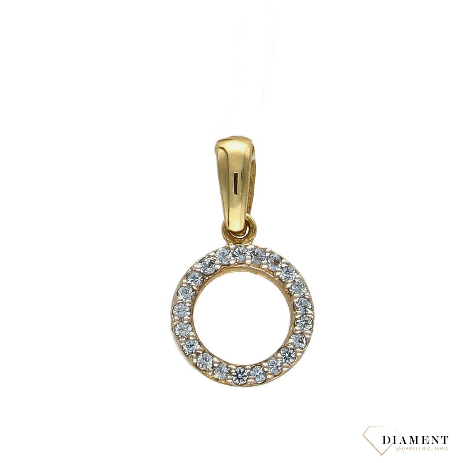 Złota zawieszka 585 kółeczko otwarte z cyrkonią DIA-ZAW-0915-585.jpg