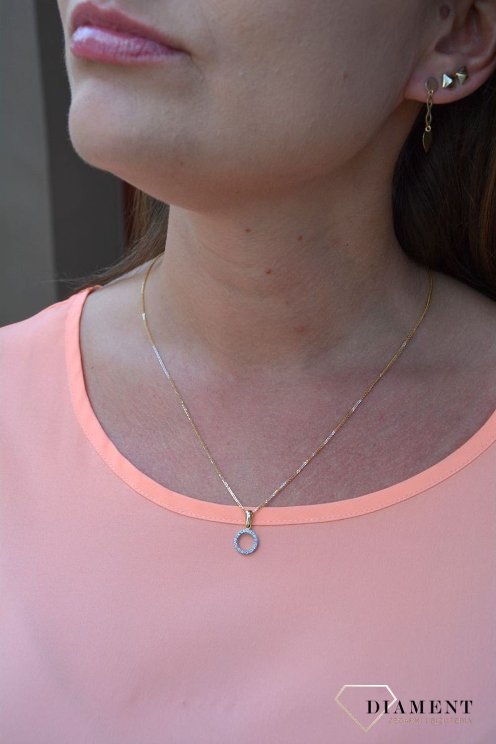 Złota zawieszka 585 kółeczko otwarte z cyrkonią DIA-ZAW-0915-585.jpg