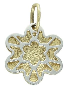 Zawieszka złota Kwiat ażurowy z białym złotem próba 585 DIA-ZAW-0918-585. Złoty wisiorek z kwiatem. Złota biżuteria bez cyrkonii. Elegancka zawieszka złota.  Biżuteria na prezent. 1.jpg