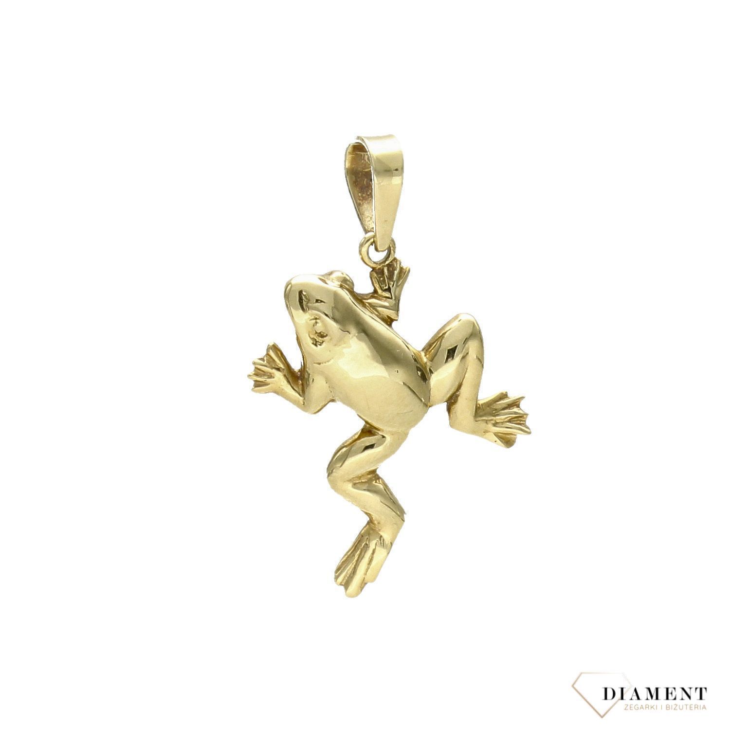 Złota zawieszka na łańcuszek żabka Żabka 5. Wisiorek z motywem żabki od Salonu Diament będzie idealnym pomysłem na prezent dla ukochanej osoby.3.jpg