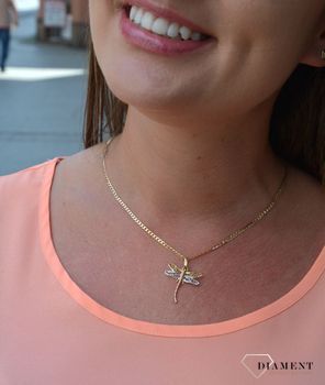 Złota zawieszka 585 ważka trzy kolorowa DIA-ZAW-0924-585. Piękna zawieszka w kształcie ważki w trzech kolorach żółtego, białego i różowego złota wykonana ze złota próby 585 (2).JPG