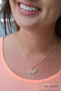Złota zawieszka 585 ważka trzy kolorowa DIA-ZAW-0924-585. Piękna zawieszka w kształcie ważki w trzech kolorach żółtego, białego i różowego złota wykonana ze złota próby 585 (4).JPG