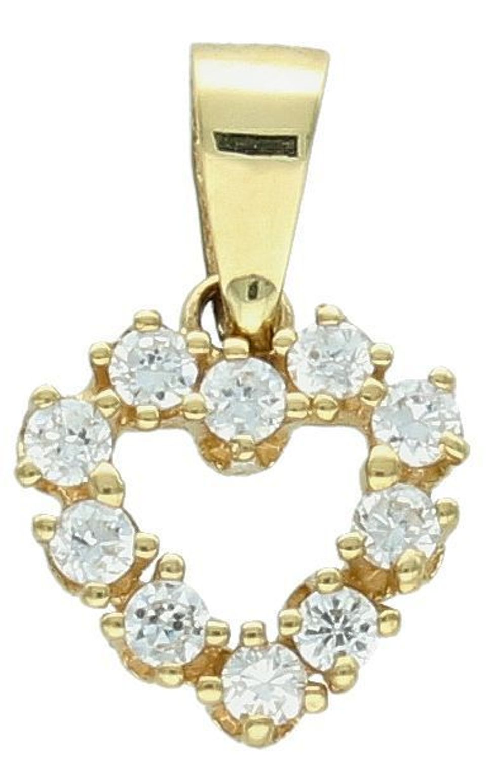 Zawieszka złota Serce z cyrkoniami pr 585, DIA-ZAW-0944-585 Zawieszka w kształcie serca, wykonana z wysokiej jakości złota próby 585, to elegancka i subtelna biżuteria, która zachwyca pięknem1.jpg