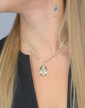 Złota zawieszka 585 owalna 'Liść białego złota'. Złota zawieszka 585  owalna z motywem białego złota DIA-ZAW-0969-585✓Złote zawieszk (8).JPG