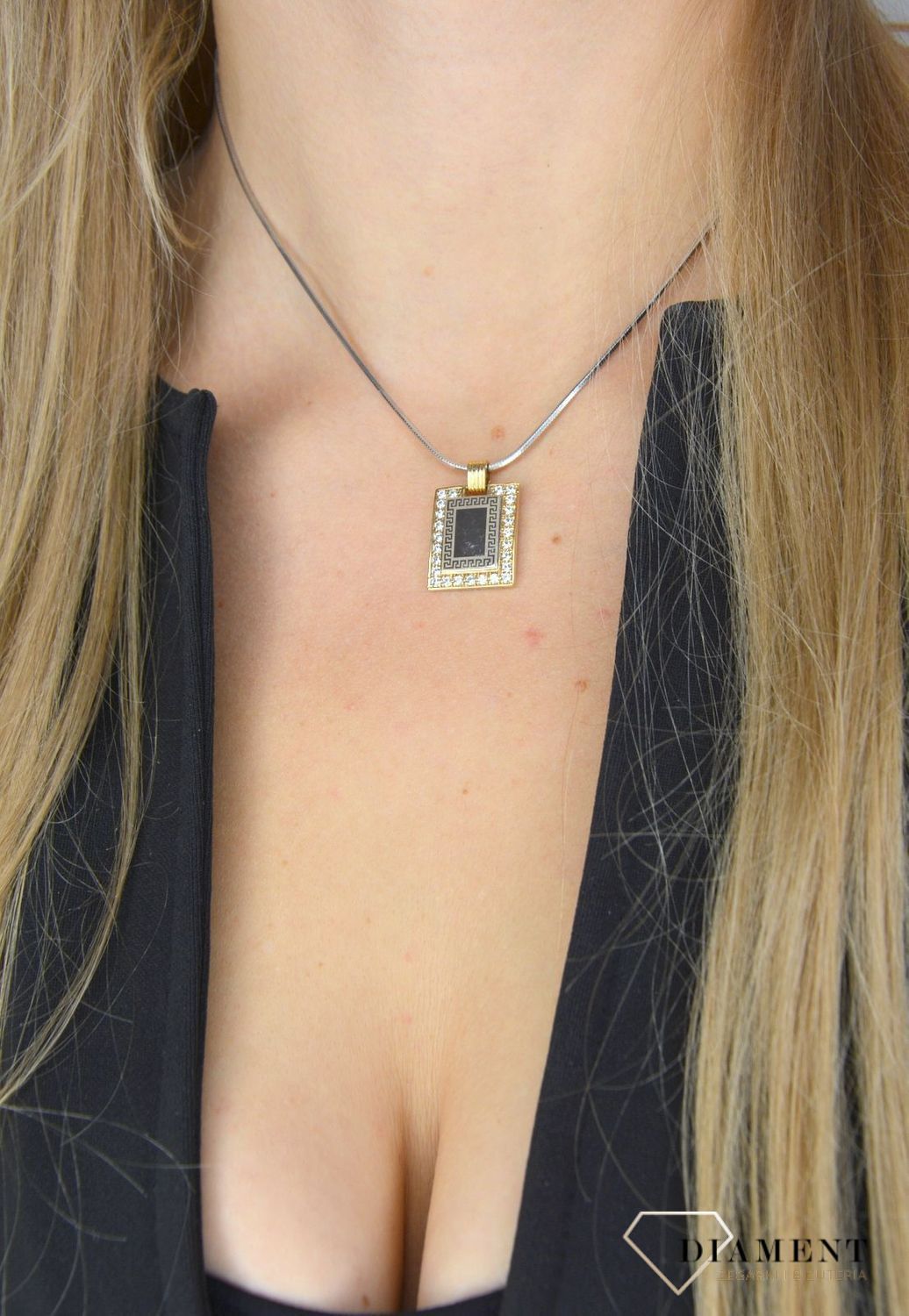 Złota zawieszka 585 prostokątna z z motywem białego złota DIA-ZAW-0973-585.jpg