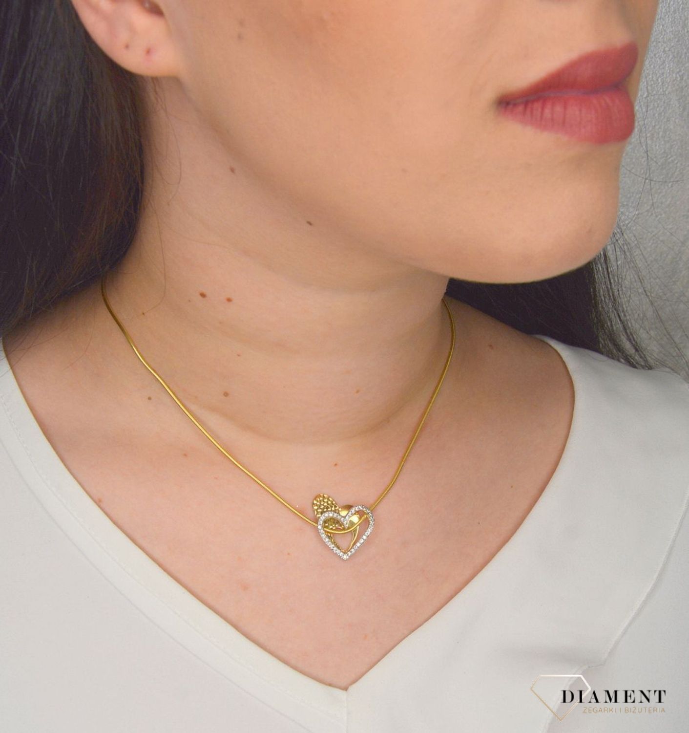 Złota zawieszka 585 podwójne serca z cyrkonią DIA-ZAW-0974-585.jpg