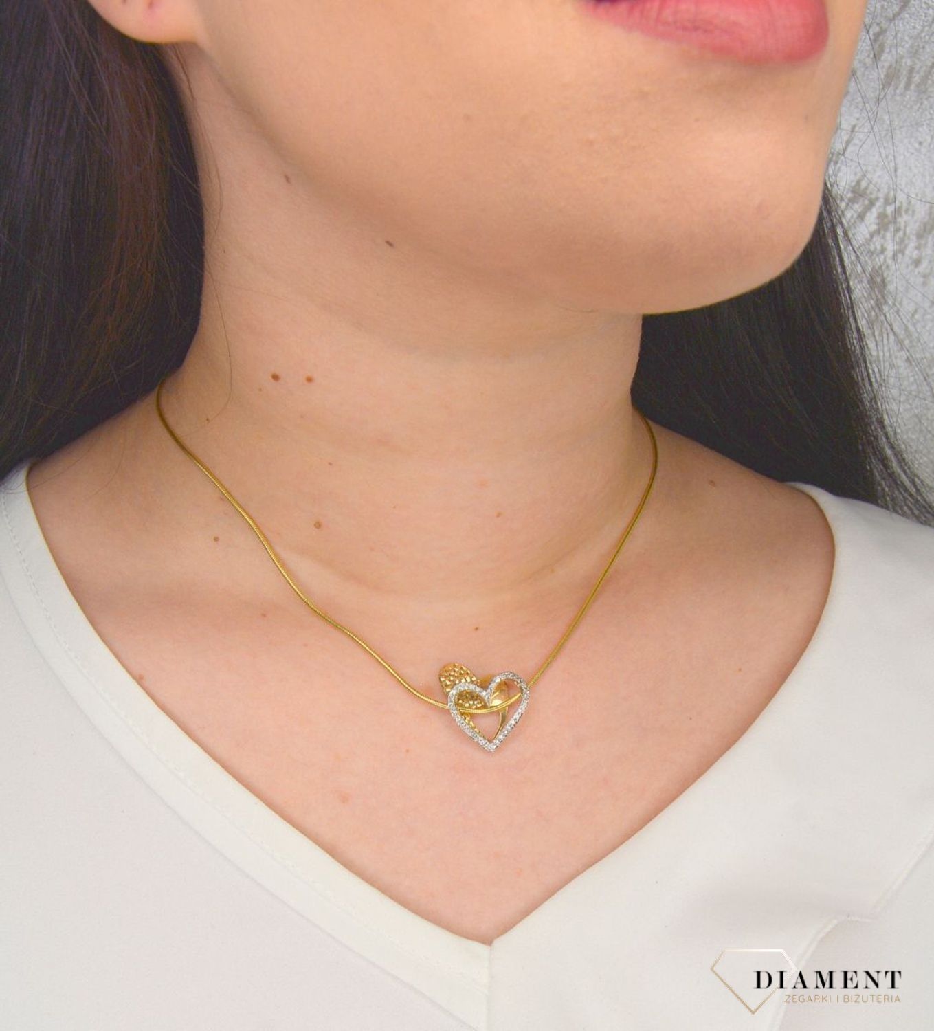 Złota zawieszka 585 podwójne serca z cyrkonią DIA-ZAW-0974-585.jpg