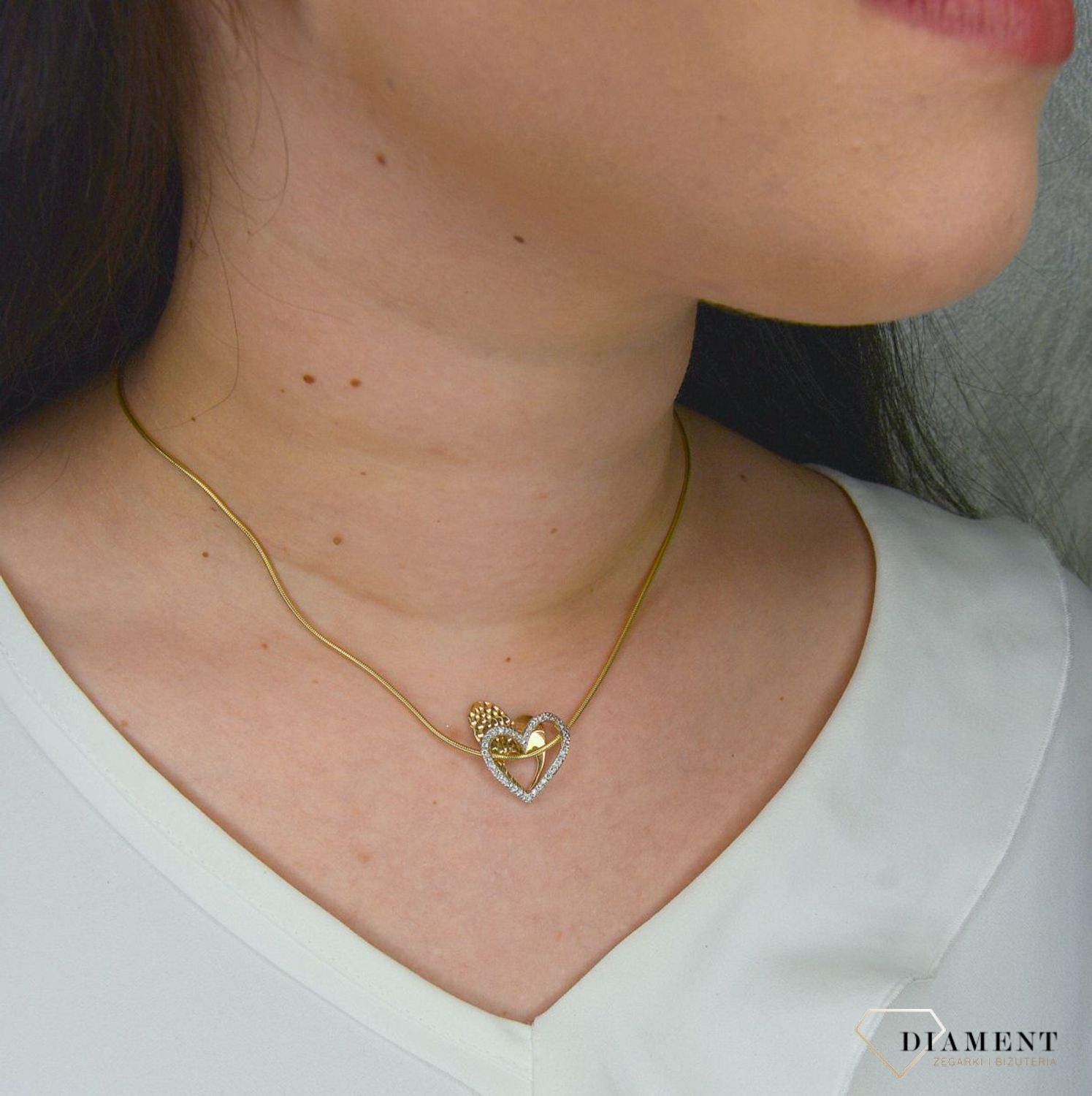 Złota zawieszka 585 podwójne serca z cyrkonią DIA-ZAW-0974-585.jpg