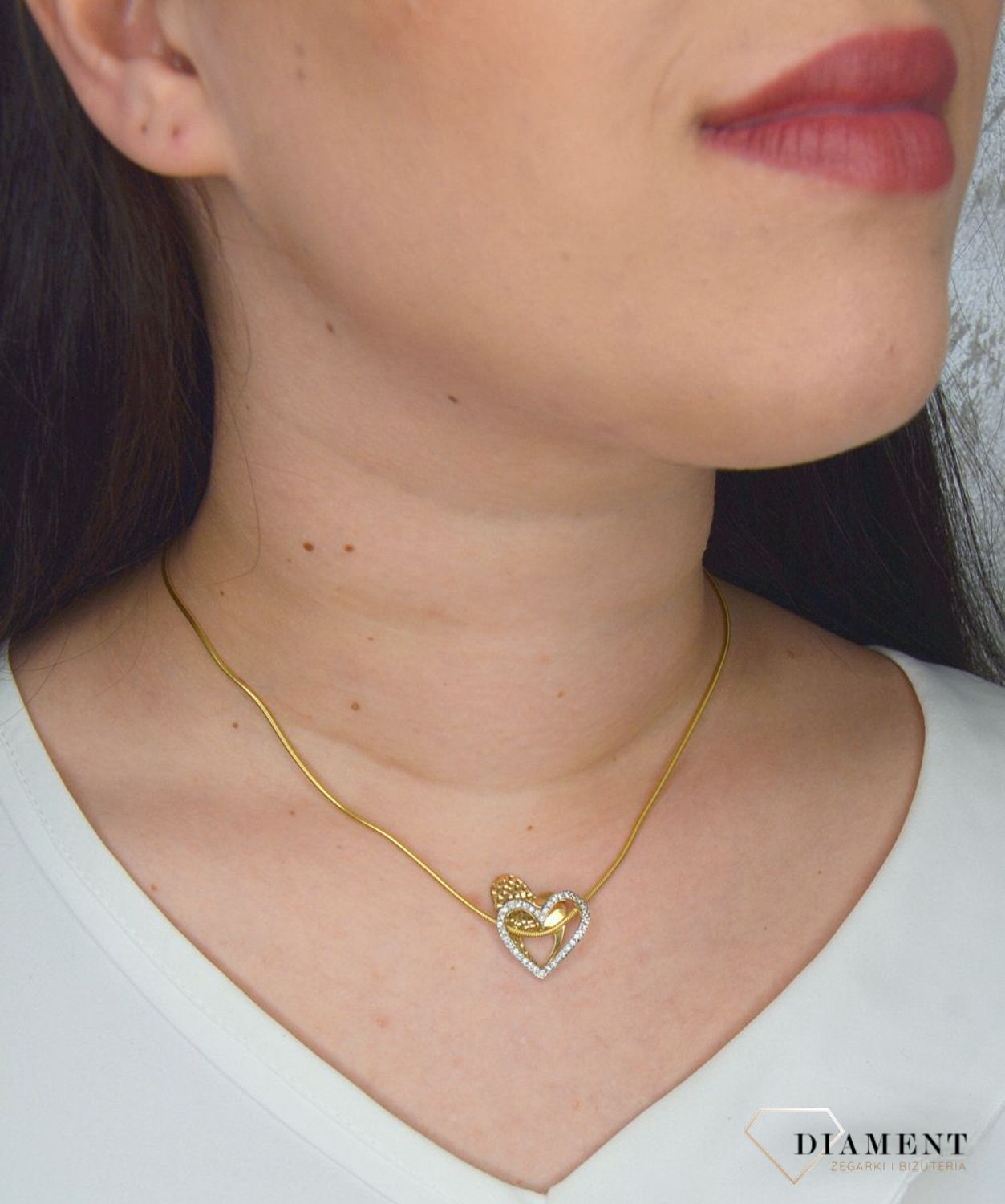 Złota zawieszka 585 podwójne serca z cyrkonią DIA-ZAW-0974-585.jpg