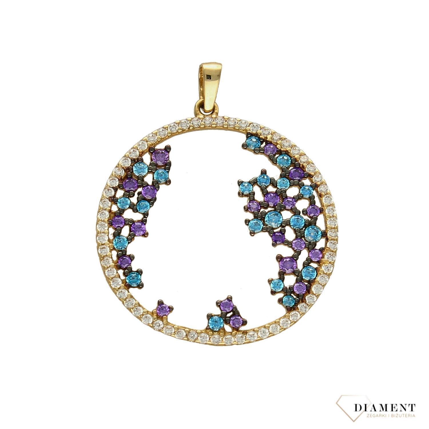 Złota zawieszka 585 okrągła kółko w kolorach DIA-ZAW-0977-585.jpg