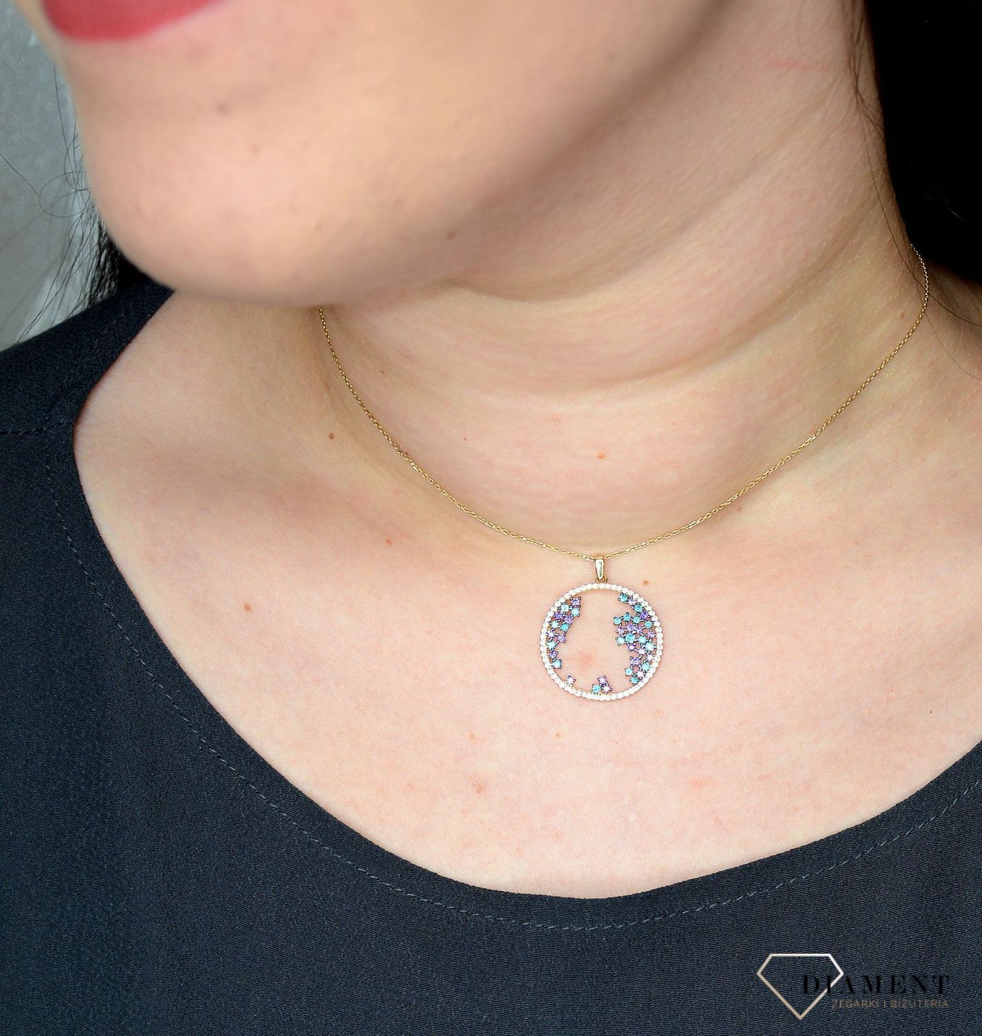 Złota zawieszka 585 okrągła kółko w kolorach DIA-ZAW-0977-585.jpg