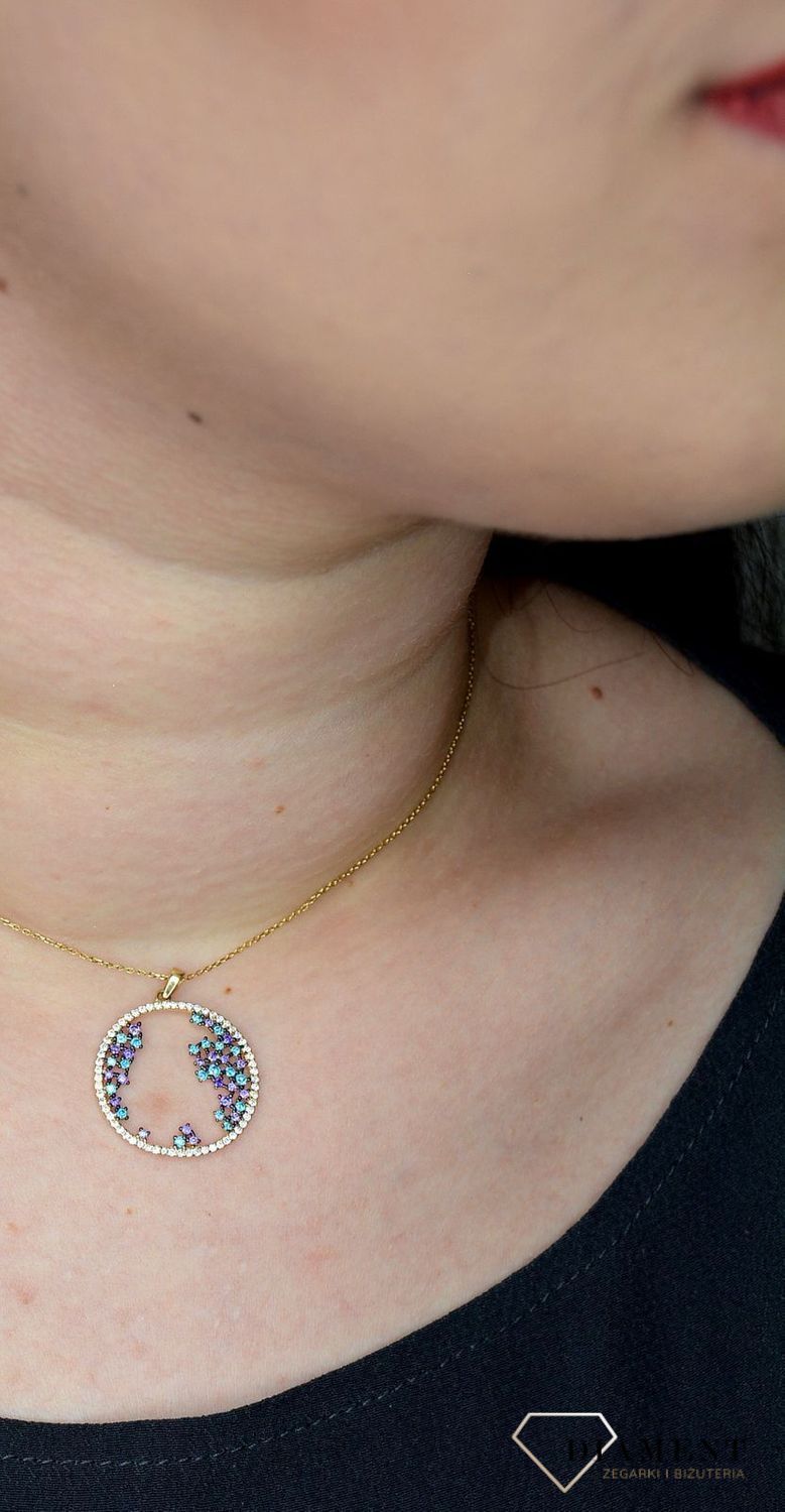 Złota zawieszka 585 okrągła kółko w kolorach DIA-ZAW-0977-585.jpg